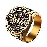 Saint Benedict Medal Rings for Men: Gold Stainless
