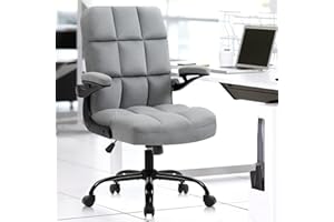 SEATZONE Home Office Chairs with Wheels, Comfortable Ergonomic Flip-up Armrest Adjustable Computer Desk Chair Backward Tilt