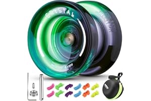 INOVASHON Yoyo K2 Crystal - Professional Responsive Yoyo for Kids Beginners, Dual Function Yo Yo for Adults Advanced + Extra Unresponsive Bearing + 12 Yo-yo Strings + Storage Bag + Removal Tool ( Black Green)
