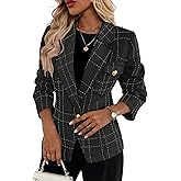 Mina Self 2026 Spring Women's Tweed Blazer Plaid - Slim Fully-Lined Petite Fashion Casual Work Office Suit Jacket with Pocket