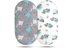 Bassinet Sheets, Bassinet Sheets for Baby Boy and Girl, Bassinet Sheet Neutral, Fit for Rectangle, Round, Oval, Hourglass Mat