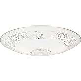 Westinghouse 6620600 Two-Light Semi-Flush-Mount Interior Ceiling Fixture, White Finish with White Scroll Design Glass, Round