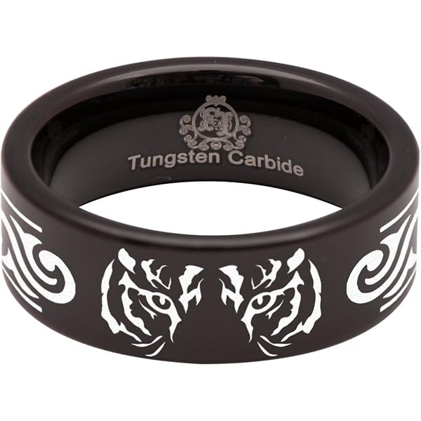 Tungsten Carbide Ganesha Ring - 8mm Wedding Band, Scratch Resistant, For Men & Women - View #8