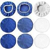 9 Pcs 5 to 6 Inch Orbital Car Polisher Buffer Pads Professional Car Polishing Bonnets Pads Microfiber Car Detailing Wax Pads Car Polishers and Buffers Cloths Polishing Machine Covers for Car Furniture