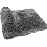 FIFU Bathroom Rugs 17" W x 24" L, Bath Mat for Bathroom, Bedroom, Laundry Room & Kitchen, Non-Slip Rubber Latex Backing, Extra Soft and Absorbent Microfiber Carpet, Machine Washable Rug, Dark Gray