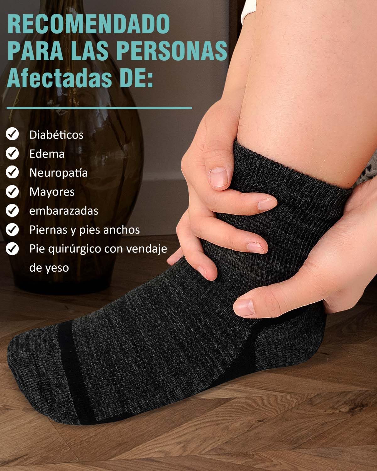 ZFSOCK Diabetiker Socken Herren Damen: Diabetikersocken ohne Gummibund und Naht Bambus Atmungsaktive Extra Weite Gesundheitssocken für Geschwollene Füße Schwangere Senioren 43-46 Schwarz 5 Paar 5