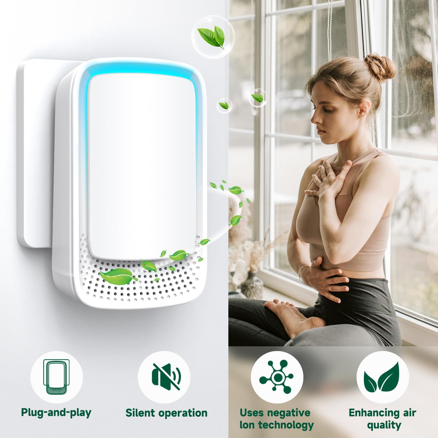 Air Ionizers for Home (3 Pack), Negative Ion Generator, Quiet Air Freshener for Bedroom, Office, Kitchen, Portable Air Filter Odor, Smoke Dust, Pets, Eliminator, Mini Air Cleaner