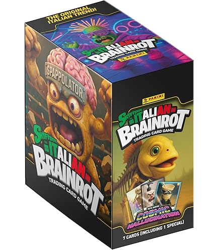 Skifidol Italian Brainrot – Set De 60 Cartes à Collectionner + 32 Autocollants – Jeu Psychédélique – Ados