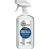 Clean Revolution Pro Digital Screen and Glass Cleaner, Spray and Wipe TV Screens, Computers, Mirrors and Windows: Non-Toxic, No Harsh Chemicals or Odors. Unscented, 18 oz (Pack of 1) - Made in USA