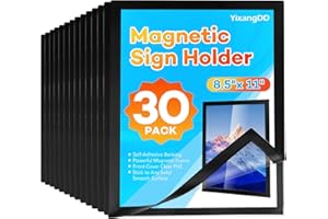 YixangDD 30 Pack Magnetic Sign Holder 8.5 x 11, Self-Adhesive Magnetic Wall Mount Sign Holder, Magnetic Document Holder for Wall Window Office Poster Store