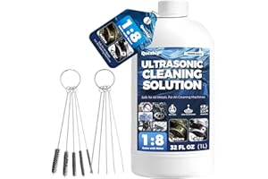 QUCSHIP Makes 2.2 Gallons Concentrated Ultrasonic Cleaner Solution - Safe for All Metals Ultrasonic Carburetor Cleaner, Ultrasonic Cleaning Solution for Engine Parts, Removes Dirt & Grease (32 Ounces)