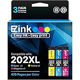 E-Z Ink Remanufactured Ink Cartridge Replacement for Epson 202 XL 202XL T202XL to use with Workforce WF-2860 Expression Home XP-5100 Printer New Upgraded Chips(1 Cyan, 1 Magenta, 1 Yellow,3 Pack)
