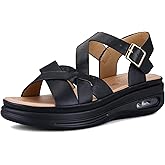 mysoft Women's Walking Sandals Comfortable Air Cushioned Support Ankle Strap Dress Sandals