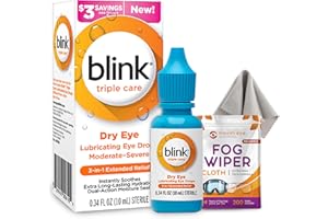 Maxim Eye Blink Triple Care Lubricating Eye Drops Moderate-Severe, Blink Eye Drops for Dry Eyes 10 ml, Bundled with 1 Reusable Anti-Fog Cloth for Eyeglasses