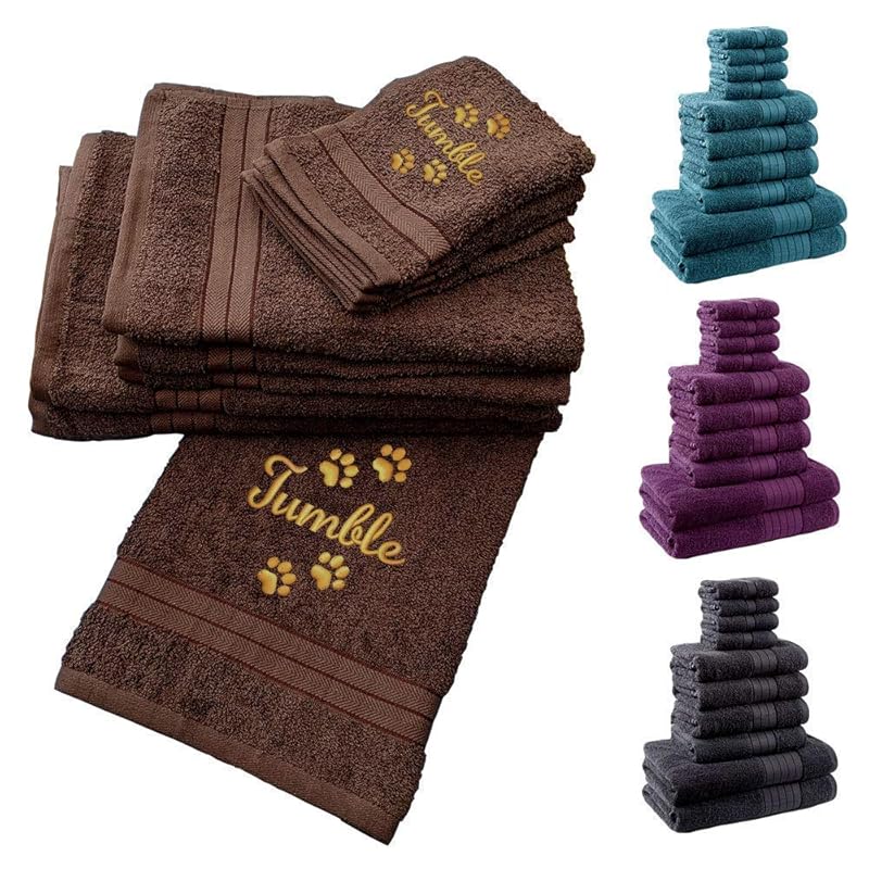 Personalised Dog Towels Hand Towel Name & Paw Prints Various