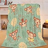 Monkey Blanket Cute Monkey Throw Blanket Gifts for Kids Girls Boys Adults Women Men Super Soft Cozy Plush Fluffy Fuzzy Fleece Blanket Decor 40''X50''