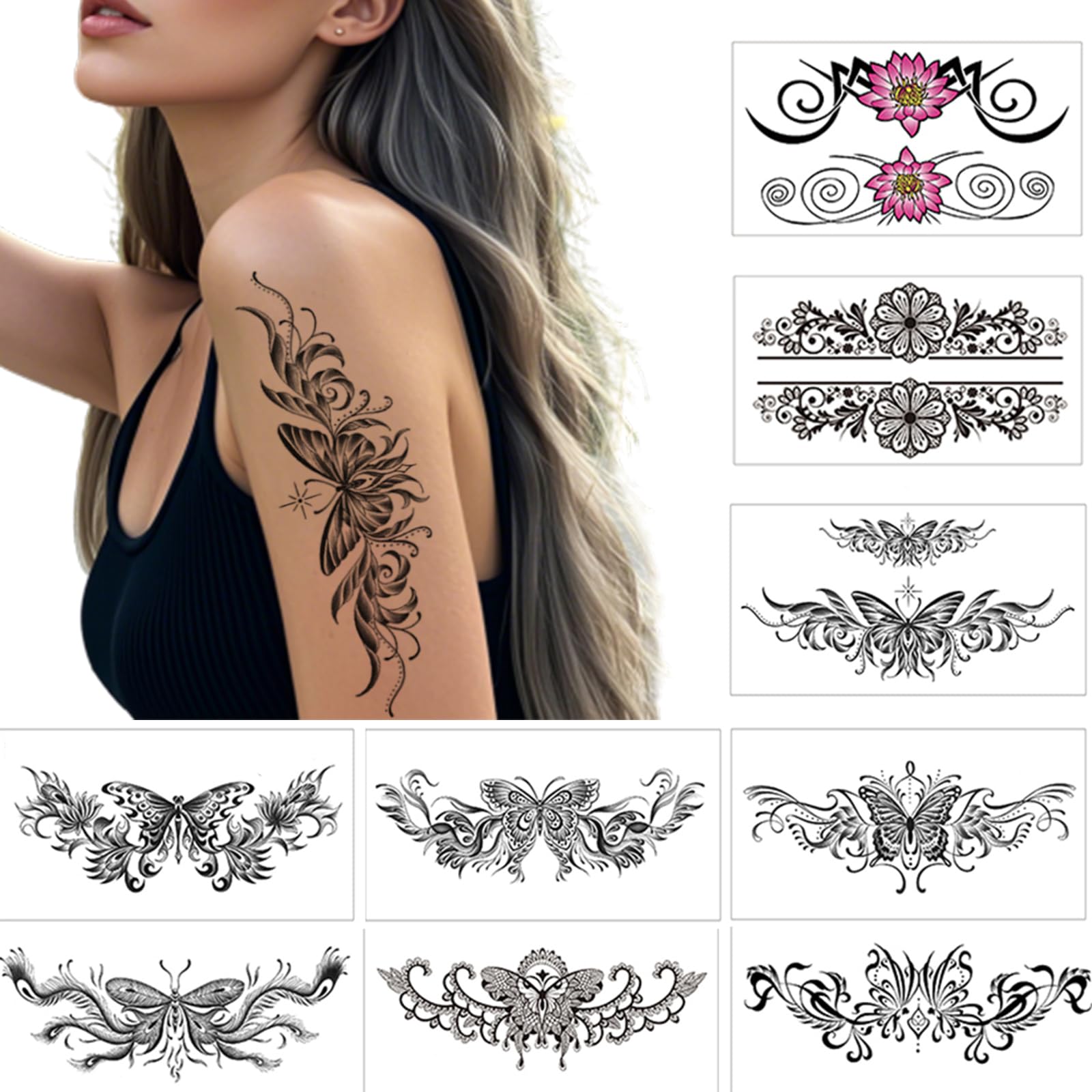 Aivoch 9 Seets Temporary Tattoo Waterproof Fun Temporary tattoo Scar Sticker Women Men Women Children