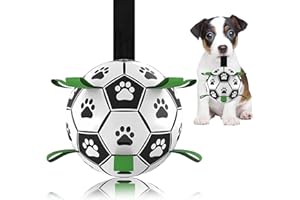 Domchan Dog Soccer Ball, Interactive Toys for Tug of War, Puppy Birthday Gifts, Tug Toy, Water Toy, World Cup Durable Balls for Small & Medium Size (6 inch)