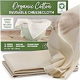 Organic Unbleached Cotton Cheesecloth for Straining - 2 Reusable Hemmed Squares, GOTS Certified, Fine Reusable Strainer – Lar