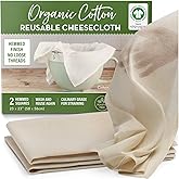 Organic Unbleached Cotton Cheesecloth for Straining - 2 Reusable Hemmed Squares, GOTS Certified, Fine Reusable Strainer – Lar