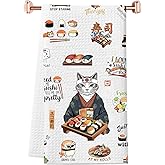 WCGXKO Sushi Gifts for Sushi Lovers Japanese Food Lover Gift Sushi Anime Kawaii Kitchen Towel Otaku Manga Gift (Sushi Towel)