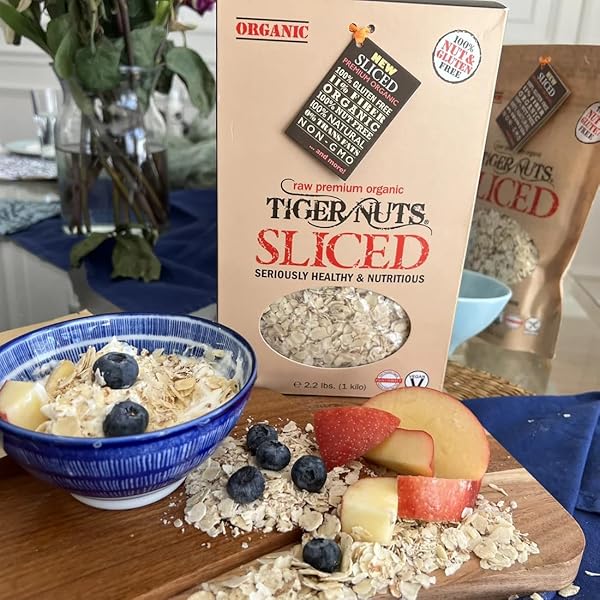 SLICED TIGER NUTS KILO BOXES (2.2 LBS) GLUTEN AND NUT FREE, ORGANIC, HIGH FIBER AND NUTRITION, LOW IN FATS, NON ALLERGENIC, AIP, PALEO
