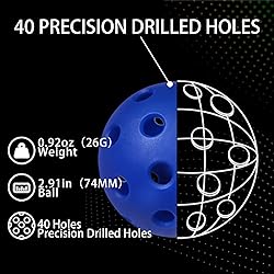 Fizzazzle Outdoor Pickleball Balls 40 Holes -6 Pack