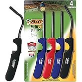 BIC Multi-Purpose Classic and Flex Lighters, 4-Pack, Assorted Colors | Reliable and Safe Candle and Grill Lighter | Child-Resistant Design | Flexible Wand for Hard-to-Reach Spots