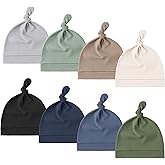 Konssy 8 Pack Baby Newborn Hats Set Knot Beanie Hats Soft for Infant Baby Girls Boys Caps 0-6 Months