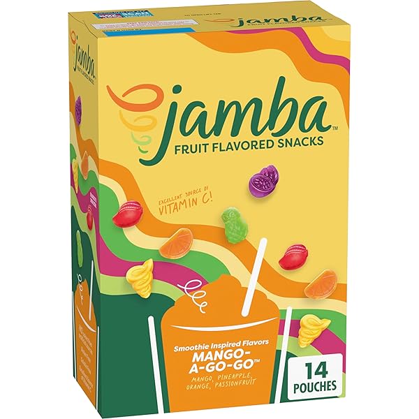 JAMBA FRUIT FLAVORED SNACKS, MANGO-A-GO-GO, SMOOTHIE INSPIRED FLAVORS, GLUTEN FREE SNACK, 16.8 OZ (14 POUCHES)
