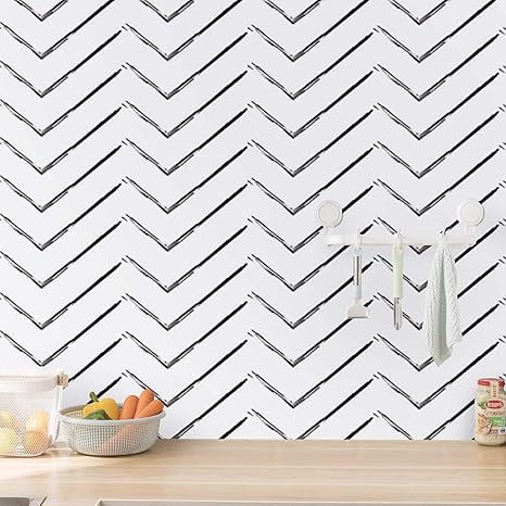 Amazon Com Peel And Stick Wallpaper Removable Modern Stripe Contact Paper 17 7 X 118 Black White Self Adhesive Decorative Wallpaper Easy To Line Up For Bedroom Living Room Kitchen Home Kitchen amazon com