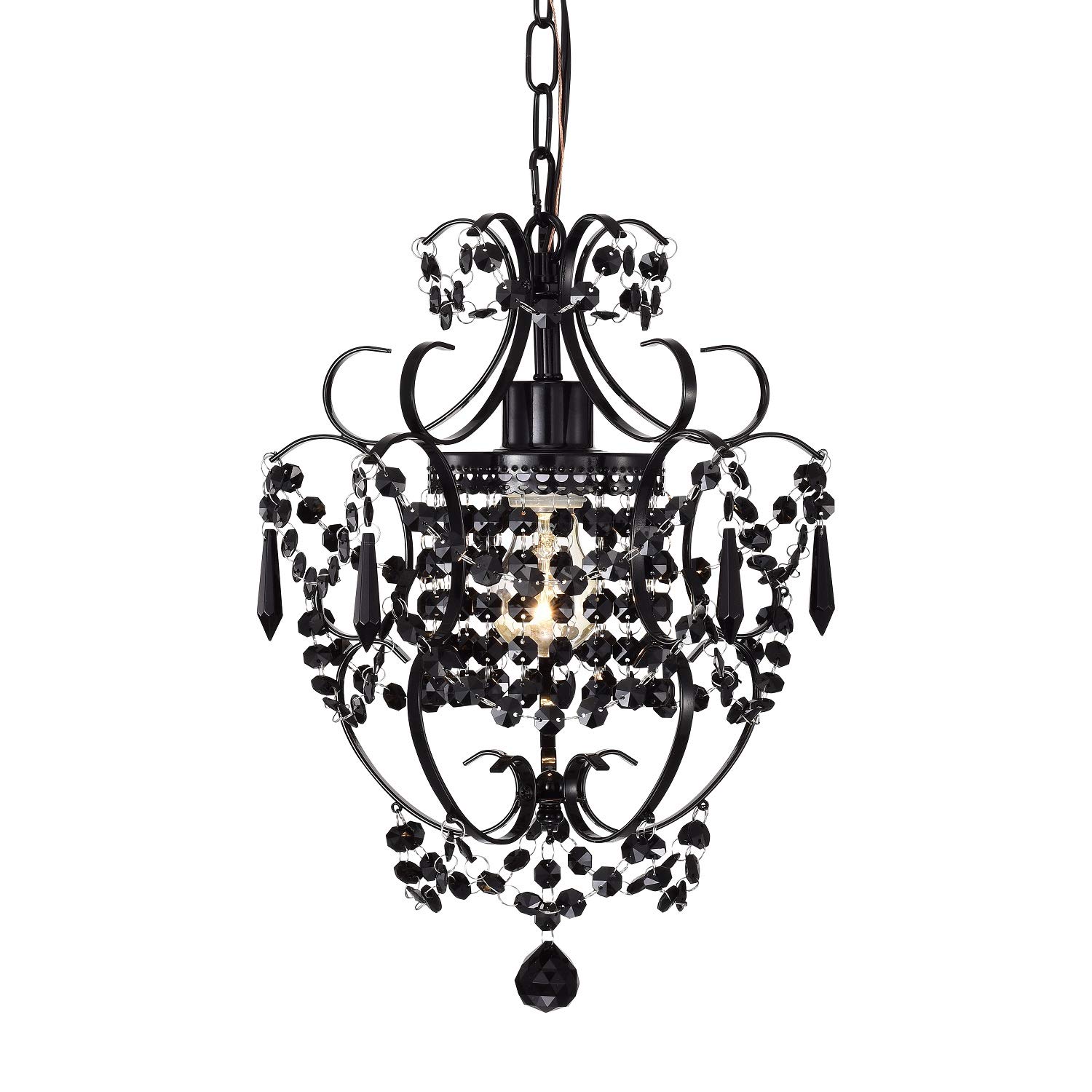 Black Chandelier Crystal Chandelier Lighting Modern Pendant Light Fixtures 1 Light Mini Chandelier for Bedroom
