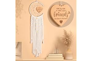 Trabuono Valentine Friends Gifts for Women, Valentine Day Decoration Dream Catcher with Heart Pendant Birthday Friendship Gift for Best Female Friends, BFF, Soul Sister, Bestie, Boho Room Wall Decor