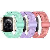 3 Pack Compatible with Kids Apple Watch Band 40/42/44/38/41/45/46mm | Stretchy Nylon Strap for Girls Boys Fits iWatch Series 12 11 10 9 8 7 6 5 4 3 2 1 SE3 SE2 SE, Solo Loop for Small Wrists