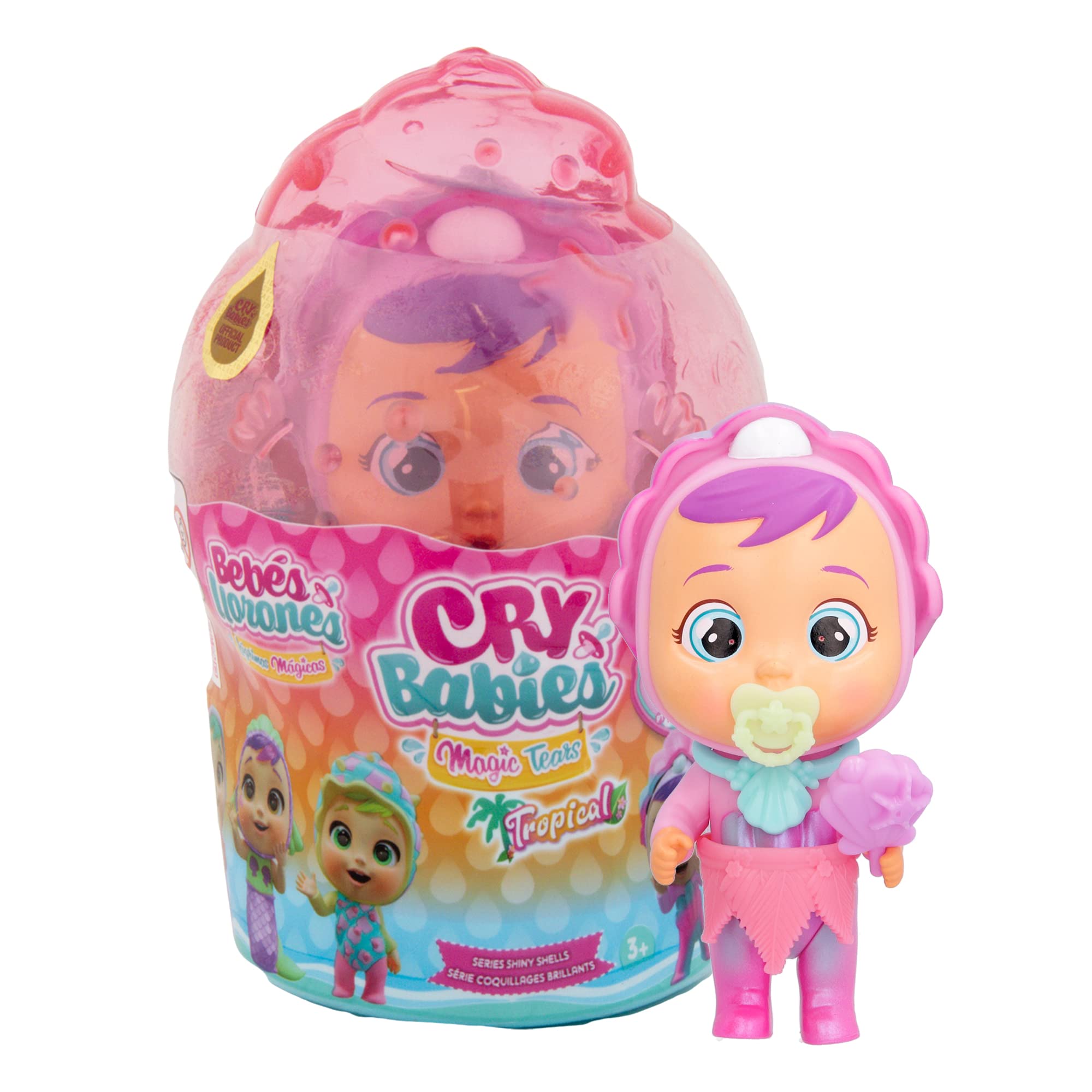 CRY BABIES MAGIC TEARS Tropical Shiny Shells Coraline | Collectible doll that cries Foamy tears with 8 Accessories - Toy for Girls and Boys +3 Years