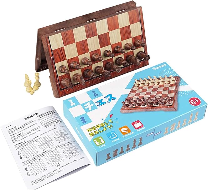 Amazon チェス 折りたたみ式 Homraku 将棋 バックギャモン チェッカー オセロ セットマグネット付き駒 棋盤 おもちゃ 駒の動かし方説明書付き コンパクト旅行ゲーム ボードゲーム テーブルゲーム 子供も大人も６歳以上楽しめる チェス 将棋 おもちゃ