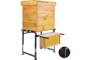 Neorexon Upgrade Metal Hive Stand w/Detachable Hive Frame Holder, Adjustable Height 15.5” - 21” & Width 15.5” - 25” Beehive Stand, Easy to Assemble Bee Stand for Beekeeping (Patent Pending)