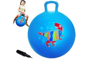ZOOJOY Hopper Ball for Kids Aged 3-8, 18In Bouncy Balls with Handle, Blue Dinosaur Hoppity Hop Ball, Indoor Outdoor Inflatable Christmas Hopping Toys Gifts for Boys Girls