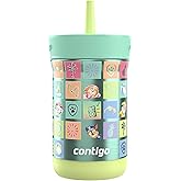 Contigo Kids Leighton Spill-Proof Stainless Steel Paw Patrol Tumbler with Straw, 12oz, Beach Day, Green