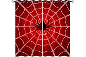 CZROUZ Red Spider Web Blackout Curtains for Girls Boys Kids Teens Home Decor, Baby Superhero Grommet Thermal Insulated Drapes Darkening Window Curtain for Bedroom Living Room, 42 x 63 Inch
