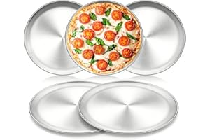 5 Pack 12 Inch Pizza Pan Set, Stainless Steel Round Baking Pizza Pans Pizza Tray for Pizza, Pie, Cake, Cookie, Oven & Dishwas