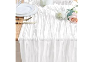 Wokceer Cheesecloth Table Runner 10FT Ivory White Boho Gauze Cheese Cloth Table Runner for Party Christmas Rustic Sheer Runners Easter for Baby Bridal Shower Wedding