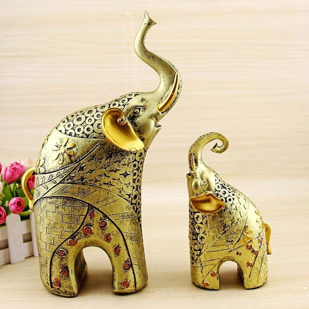 DSZXHN Statues For Home Decor,Creative Thailand Golden Ear Elephants Animal Figurines Crafted Sculpture,Home Desktop Crafts Art Décor Statuettes For Indoor Living Room Or Office