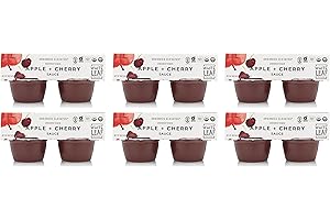 White Leaf Provisions Biodynamic & Organic Unsweetened Applesauce — Apple & Cherry Sauce Pack – Healthy Snack Cups for Kids & Adults – 24 x 4oz Individual Sauce Cups