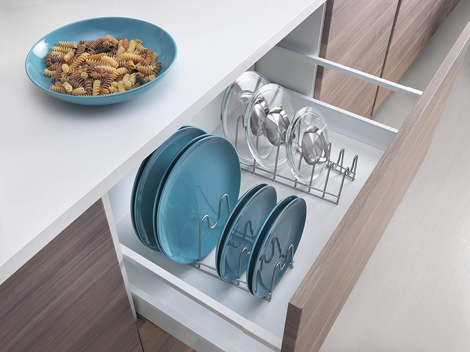 Metaltex Lido Pot Lid Holder, Space-saving Organiser for Kitchen Cooking Accessories Pans and Chopping Boards - Image 4