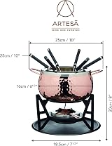 Artesà Fondue Set with 6 Forks Copper Finish Ceramic Bowl Burner view 3