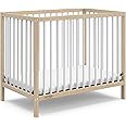 Graco Teddi 4-in-1 Convertible Mini Crib with Bonus Water-Resistant Mattress (Natural with White) – GREENGUARD Gold Certified, 2.75-Inch Mattress Included, Convenient Size, Easy 30-Minute Assembly