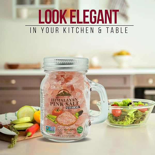 HIMALAYAN CHEF HIMALAYAN PINK SALT, COARSE SALT, MASON JAR-3.5 OUNCES