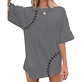 Baseball Shirt Women's Oversized Baseball Mama Shirts Game Day Tshirt Casual Graphic T-Shirt Mom Gift Sports Tops