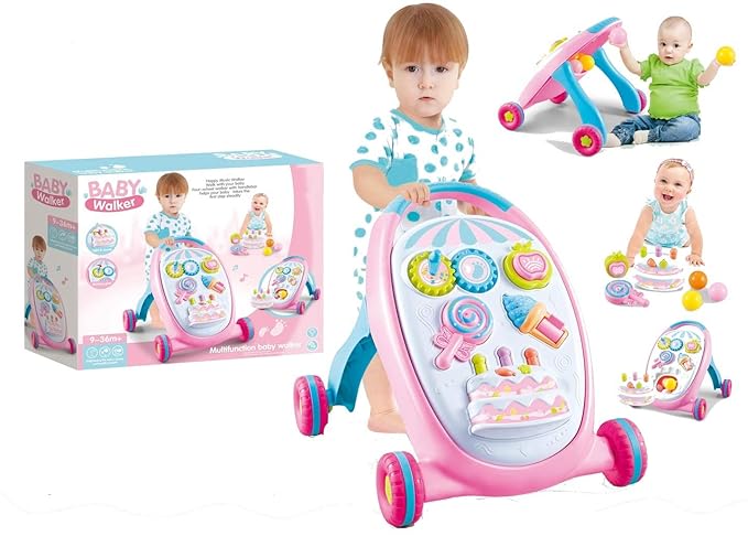 Prakal Baby Walker Walker Trolley Early Childhood Baby Multi-Function Walker Standing Trolley Toy Children Baby Walker with Wheels (Color : Multi)